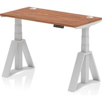 Troy 120cm Wooden Adjustable Laptop Desk With Silver Legs In Walnut