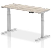 Troy 140cm Wooden Adjustable Laptop Desk Silver Legs In Grey Oak
