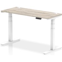 Troy 140cm Wooden Adjustable Laptop Desk White Legs In Grey Oak
