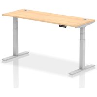 Troy 160cm Wooden Adjustable Laptop Desk With Silver Legs In Maple