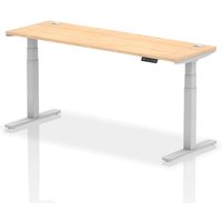 Troy 180cm Wooden Adjustable Laptop Desk With Silver Legs In Maple