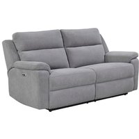 Tyrone Fabric Electric Recliner 3 Seater Sofa In Stone