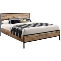 Urbana Wooden Double Bed In Rustic