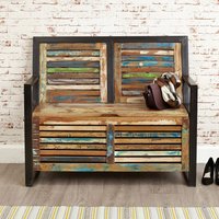 Utica Wooden Hallway Storage Seating Bench In Satin Lacquer