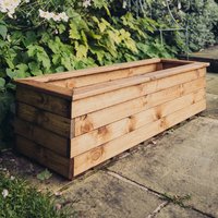 Vail Large Wooden Garden Trough Planter In Natural