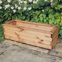 Vail Medium Wooden Garden Trough Planter In Natural