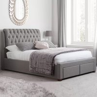 Valentina Fabric King Size Bed With 2 Drawers In Grey