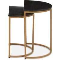 Valrico Black Marble Top Nest Of 2 Tables With Gold Frame