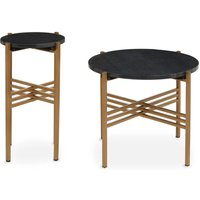 Valrico Black Marble Top Nesting Side Tables With Gold Frame
