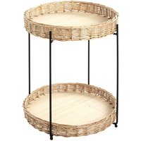 Valrico Rattan Side Table With Black Legs In Natural