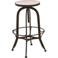 Vance Round White Marble Top Bar Stool With Black Metal Frame