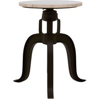 Vance Round White Marble Top Bar Stool With Black Metal Legs