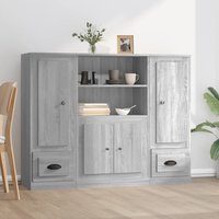 Vance Wooden Highboard With 4 Doors 2 Drawers In Grey Sonoma Oak
