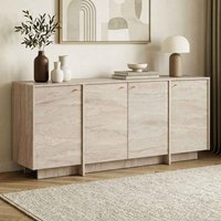 Varen Wooden Sideboard with 4 Doors in Travertine Marble Effect