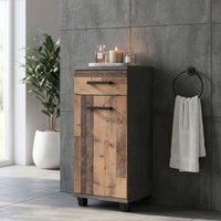 Vareon Wooden Bathroom Cabinet with 1 Door 1 Drawer in Walnut and Dark Grey