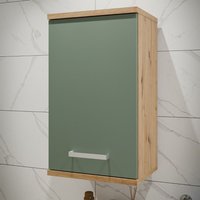 Vareon Wooden Wall Mounted Bathroom Cabinet in Artisan Oak and Sage Green
