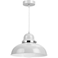 Varmora Round Bowl Metal Pendant Light In Grey And Chrome