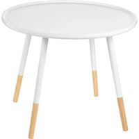 Varna Large Bamboo Round Side Table In White And Natural