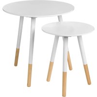 Varna Wooden Set Of 2 Side Tables Round In White