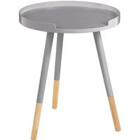 Varna Wooden Side Table Round In Grey