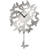 Veeto Contemporary Butterfly Pendulum Wall Clock In Silver