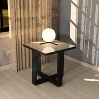 Venice High Gloss Lamp Table Square In Champagne And Black
