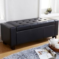 Furniture in Fashion Ventnor Faux Leather Ottoman Storage Blanket Box In Black