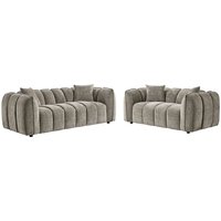 Ventura Fabric 3+2 Seater Sofa Set In Mocha