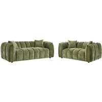 Ventura Fabric 3+2 Seater Sofa Set In Olive