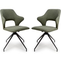 Vercelli Sage Fabric Dining Chairs In Pair