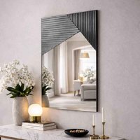Vertex Glass Wall Mirror with Fume Wooden Frame