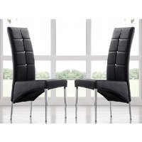 Vesta Studded Black Faux Leather Dining Chairs In Pair