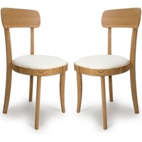 Vevey Oak Wooden Dining Chairs With Padded Seat In Pair