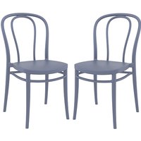 Victor Dark Grey Polypropylene Dining Chairs In Pair