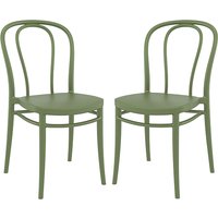 Victor Olive Green Polypropylene Dining Chairs In Pair
