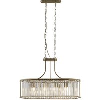 Victoria 5 Light Crystal Oval Pendant Light In Antique Brass