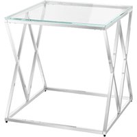 Victoria Clear Glass Side Table With Stainless Steel Frame