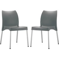Vienna Dark Grey Polypropylene Dining Chairs In Pair