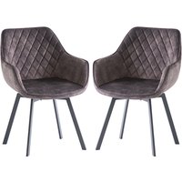 Viha Swivel Graphite Velvet Dining Chairs In Pair