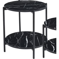 Vilna Gloss Black Marble Effect Side Table With Black Frame