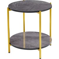 Vilna Gloss Grey Marble Effect Side Table With Gold Frame