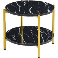 Vilna Large Gloss Black Marble Effect Coffee Table With Gold Frame