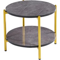 Vilna Large Gloss Grey Marble Effect Coffee Table With Gold Frame