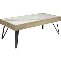 Vinita Sintered Stone Ceramic Coffee Table In White And Oak