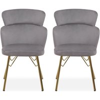 Vinita Upholstered Grey Velvet Bedroom Chairs In A Pair