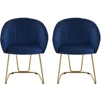 Vinita Upholstered Midnight Blue Velvet Dining Chairs In A Pair