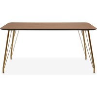 Vinita Wooden Dining Table With Gold Metal Legs In Natural