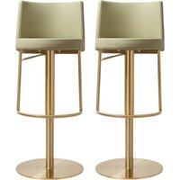 Viola Pistachio PU Leather Bar Stools In Pair