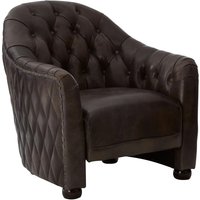 Viroqua Genuine Leather Classic Bedroom Chair In Grey