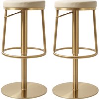 Visalia Barley PU Leather Bar Stools With Gold Base In Pair